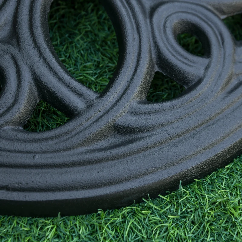 Outsunny 25lbs Cast Iron Round Patio Umbrella Base Stand, Umbrella Holder for Outdoor, Patio, Garden, Deck and Beach, Fit Dia. 1.5", 2" Pole, Black