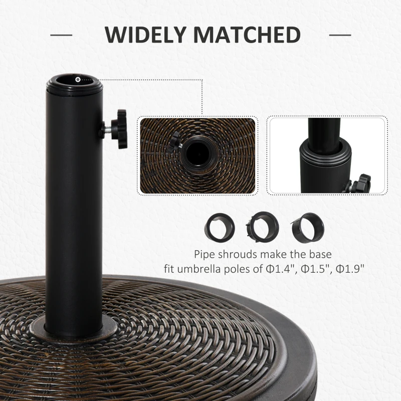 Outsunny 29LBS Offset Patio Umbrella Cement Base Stand Cantilever Parasol Holder Weight, Fits Φ1.4", Φ1.5", Φ1.9", Black
