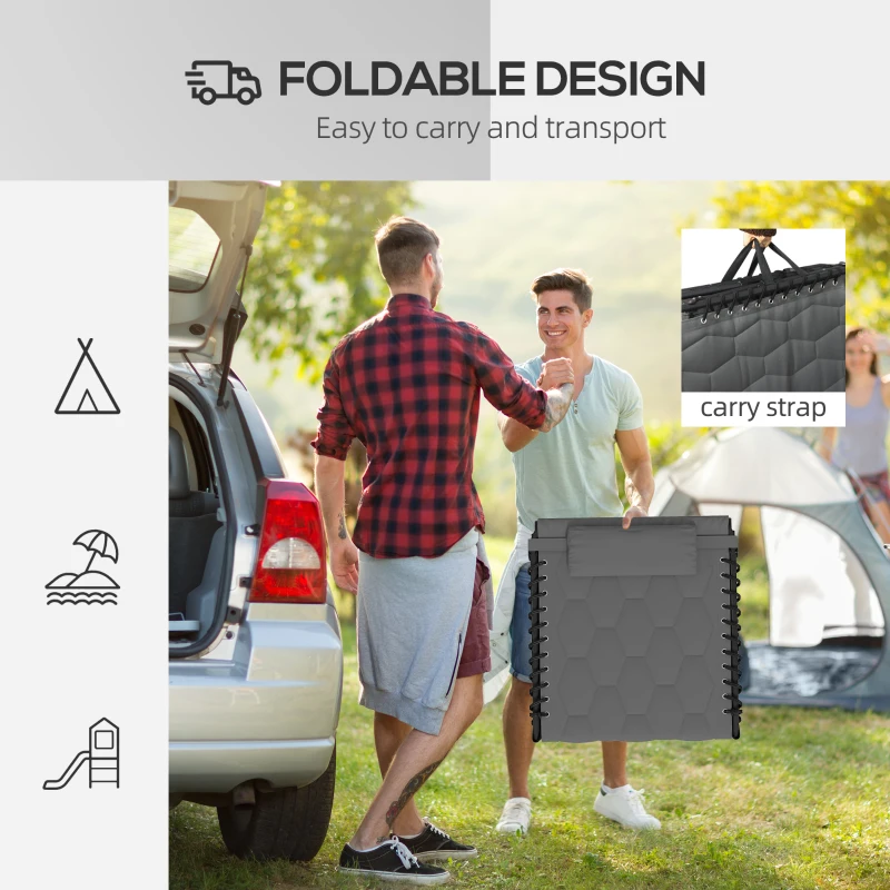 Outsunny Folding Chaise Lounge with Reclining Back, 25.6" x 74" x 14.2", Grey