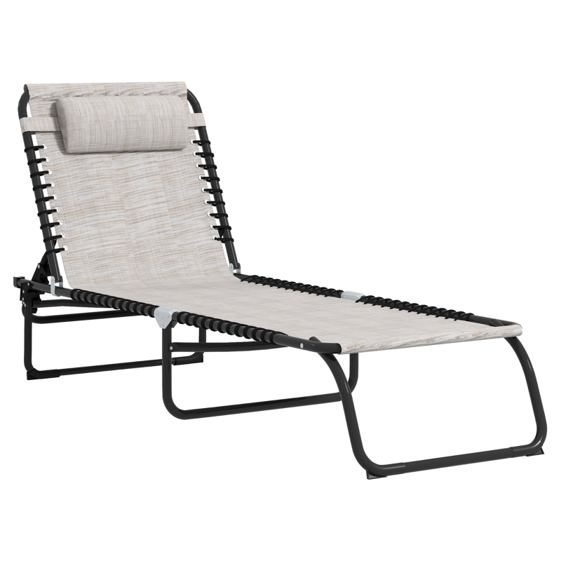 thumbnail image 2 of Outsunny Folding Outdoor Lounge Chair - Portable Reclining Beach Lounger With Mesh Fabric 2 of 13