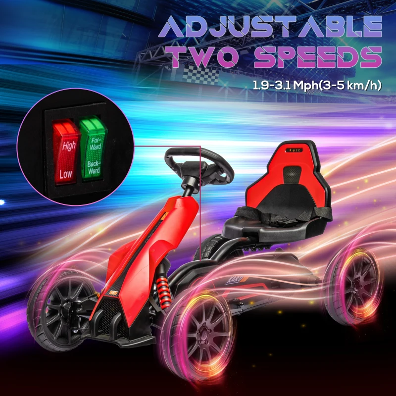 Aosom 12V Electric Go Kart for Kids w/ Adjustable Speed, Red