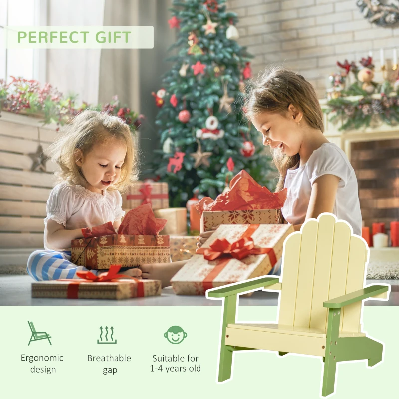 Outsunny Kids Adirondack Chair Wooden Classic Lounge Indoor for Backyard Deck Beach Garden Room 20" x 19.75" x 20.75" Green