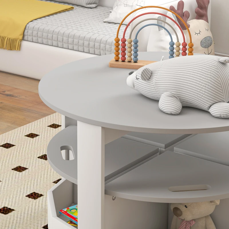 Qaba 5 Piece Kids Table and Chair Set with Storage for Kids Room, Grey