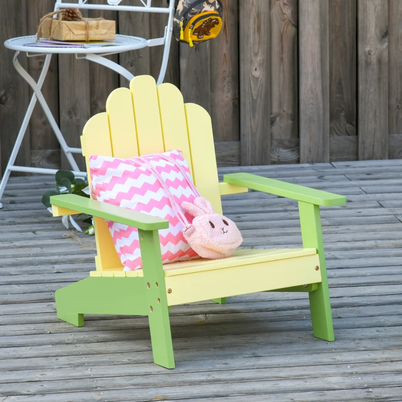 Outsunny Kids Adirondack Chair Wooden Classic Lounge Indoor for Backyard Deck Beach Garden Room 20" x 19.75" x 20.75" Green