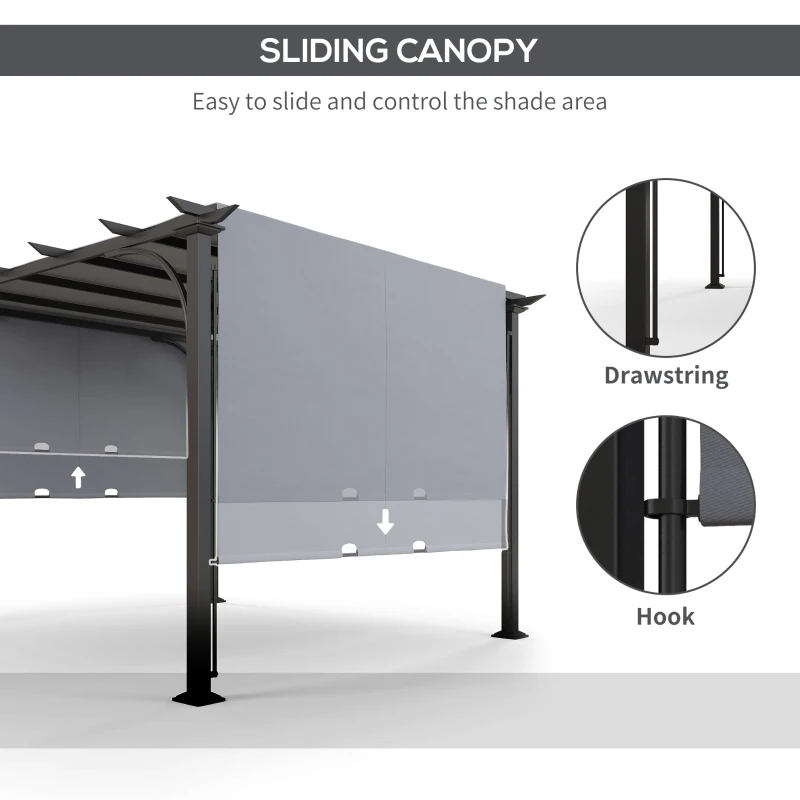 Outsunny 10' x 10' Outdoor Pergola Patio Gazebo Canopy Sun Shelter, Steel Frame, Grey