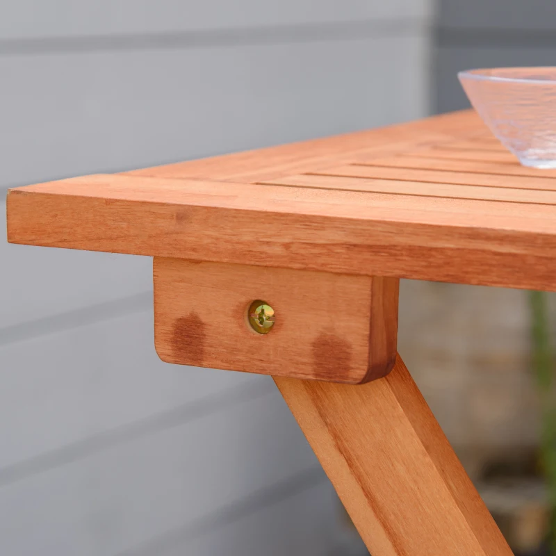 Outsunny 3pc Teak Patio Set, Foldable Garden Furniture with Chairs & Table, Compact Outdoor Seating Solution for Balcony, Porch