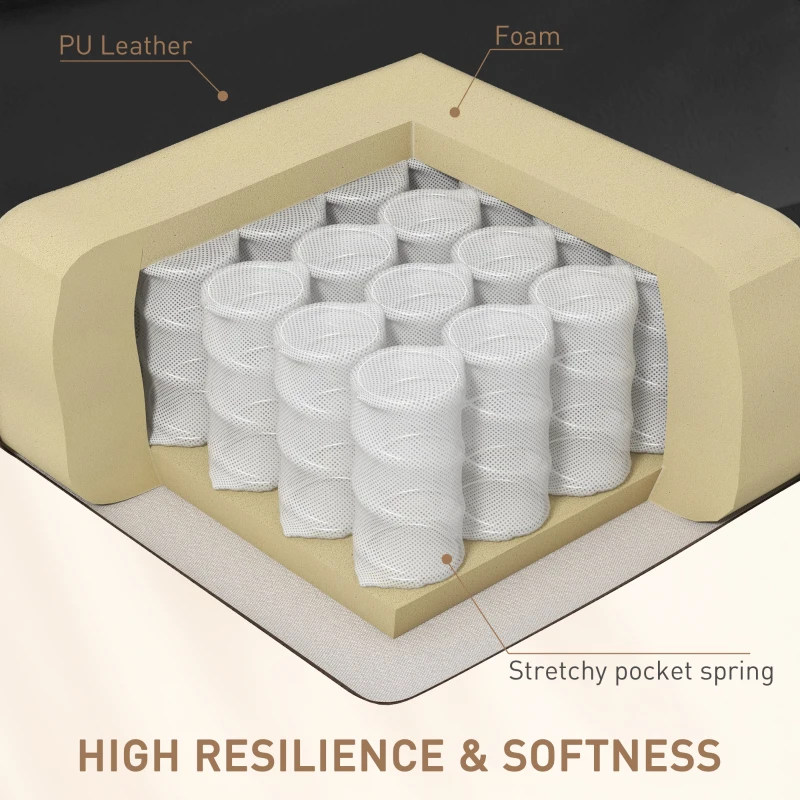 HOMCOM Vibration Massage Recliner Chair for Living Room with Heat,  Swivel Single Sofa, Modern PU Leather Manual Reclining Chair with Footrest, Deep Brown