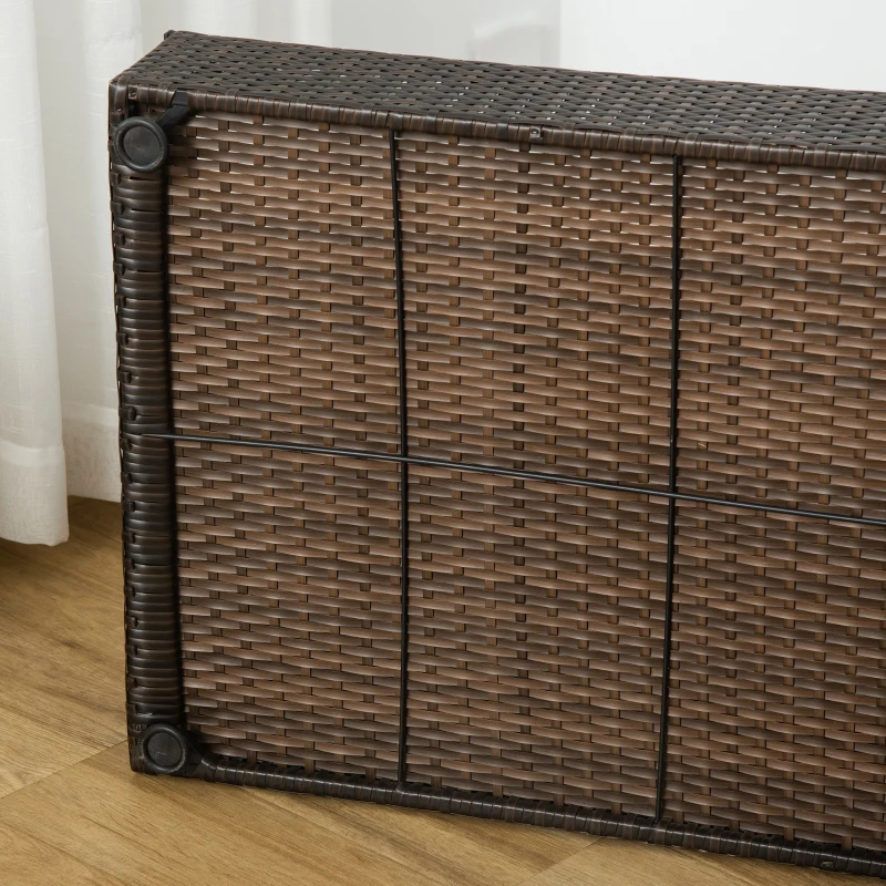 PawHut Wicker Dog House, Elevated Pet Sofa, Rattan Cat Bed, Indoor Outdoor Use, for Garden Patio with Foldable Roof, for Small or Medium-Sized Dogs, Coffee