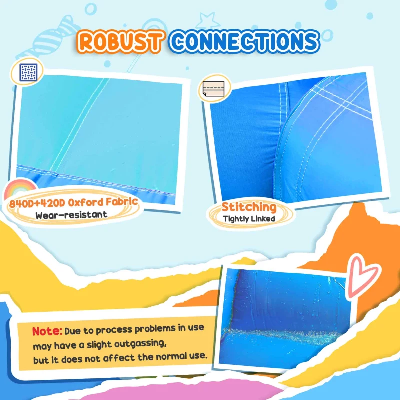 Outsunny 5-in-1 Kids Inflatable Bounce House Jumping Castle with Slide, Climbing Wall, Trampoline, & Water Pool Area, Water Cannon, Sea Balls, Air Blower