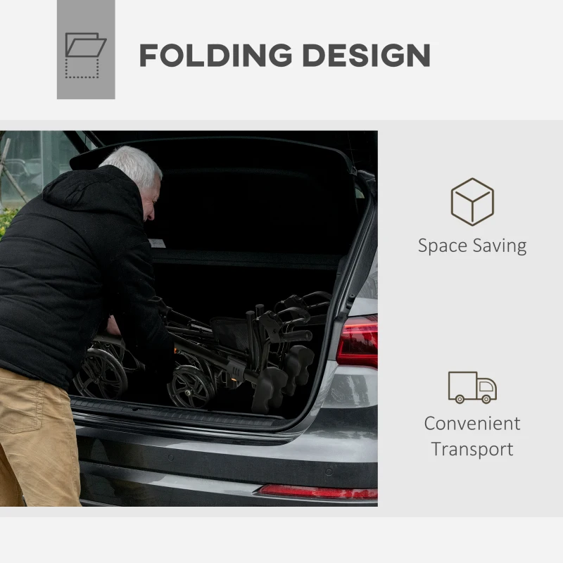 HOMCOM Aluminum Upright Walker with 10'' Wheels, Seat and Backrest, Folding Rollator Walker with Storage Bag, Silver