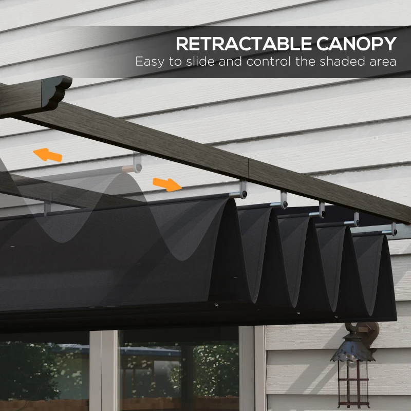 Outsunny 10' x 12' Retractable Pergola Canopy, Aluminum Pergola Sun Shade Shelter for Garden, Patio, Backyard, Deck, Gray