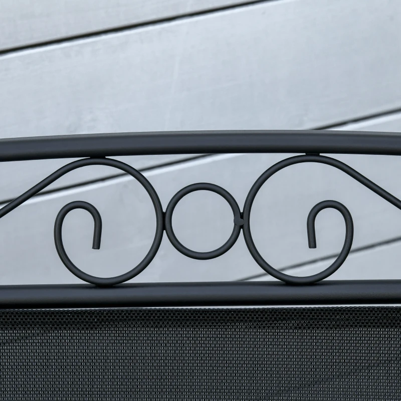 Outsunny Outdoor Glider Chairs with Coffee Table, Patio 2-Seat Rocking Chair Swing with Breathable Sling for Backyard, Black