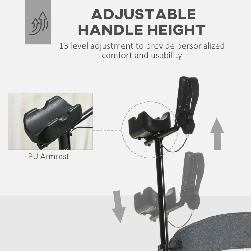 HOMCOM Aluminum Upright Walker with 10'' Wheels, Seat and Backrest, Folding Rollator Walker with Storage Bag, Silver