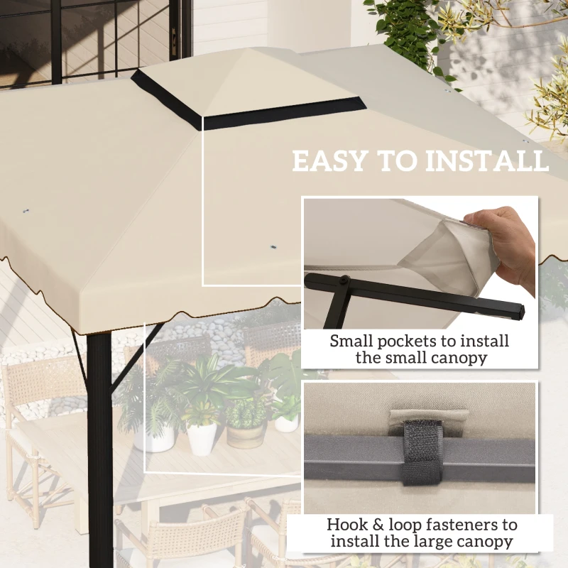 Outsunny 10' x 10' Gazebo Replacement Canopy, Gazebo Top Cover with Double Vented Roof for Garden Patio Outdoor TOP ONLY, Beige