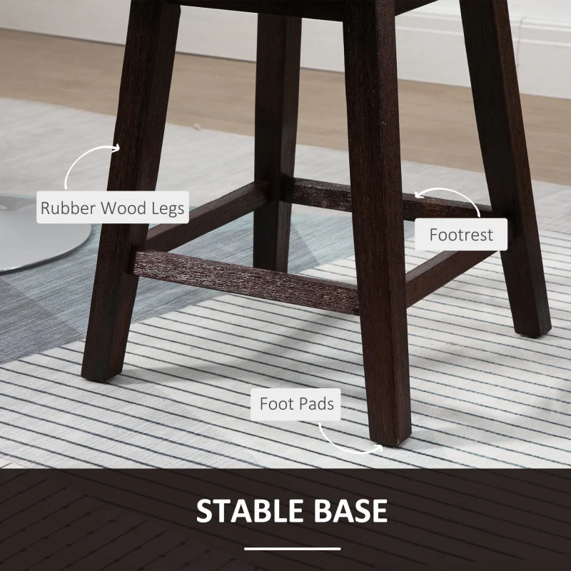 HOMCOM 2 Pieces Swivel Bar Stools, Counter Height Stools Set of 2 with Wood Legs and Footrests for Dining Room, Dark Grey