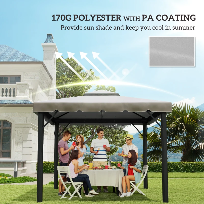 Outsunny 10' x 10' Gazebo Replacement Canopy, Gazebo Top Cover with Double Vented Roof for Garden Patio Outdoor TOP ONLY, Grey