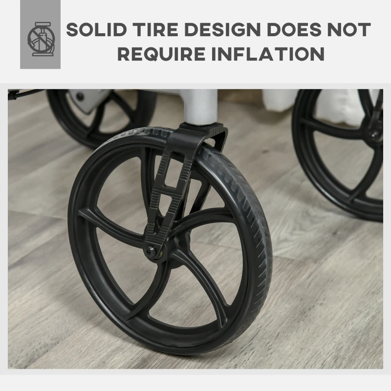 HOMCOM Aluminum Upright Walker with 10'' Wheels, Seat and Backrest, Folding Rollator Walker with Storage Bag, Silver