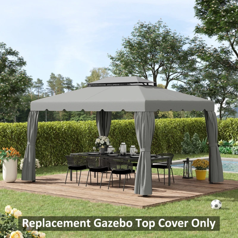 Outsunny Model 84C-101 or 84C-144 13' x 10' Gazebo Replacement Canopy, Gazebo Top with Double Vented Roof (TOP ONLY), Gray(m-7)