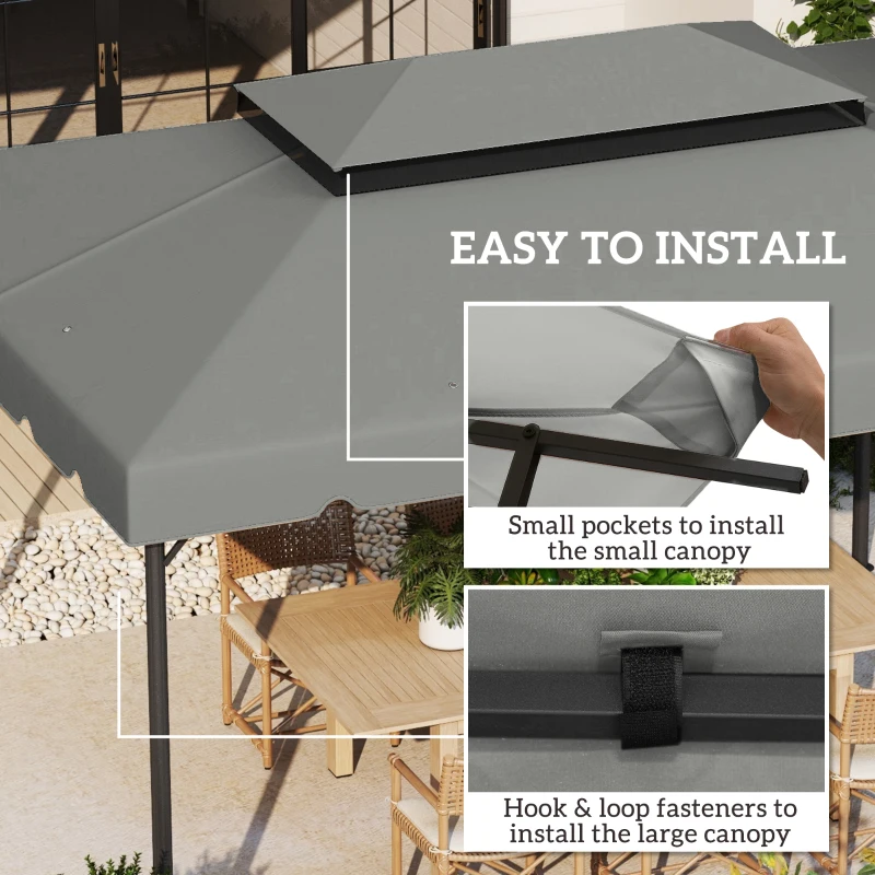 Outsunny Model 84C-101 or 84C-144 13' x 10' Gazebo Replacement Canopy, Gazebo Top with Double Vented Roof (TOP ONLY), Gray(m-5)