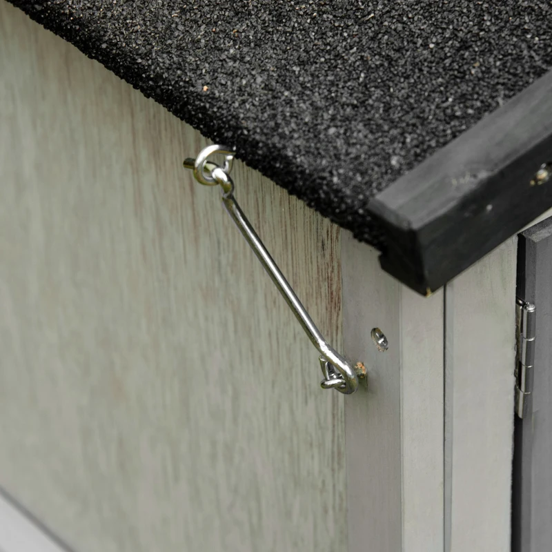 PawHut Solid Wood Rabbit Hutch Bunny Cage Pet Guinea Pig House Outdoor Small Animal Habitat w/ Ramp, Weather-Resistant Asphalt Openable Roof,Pull-out Tray, Light Grey