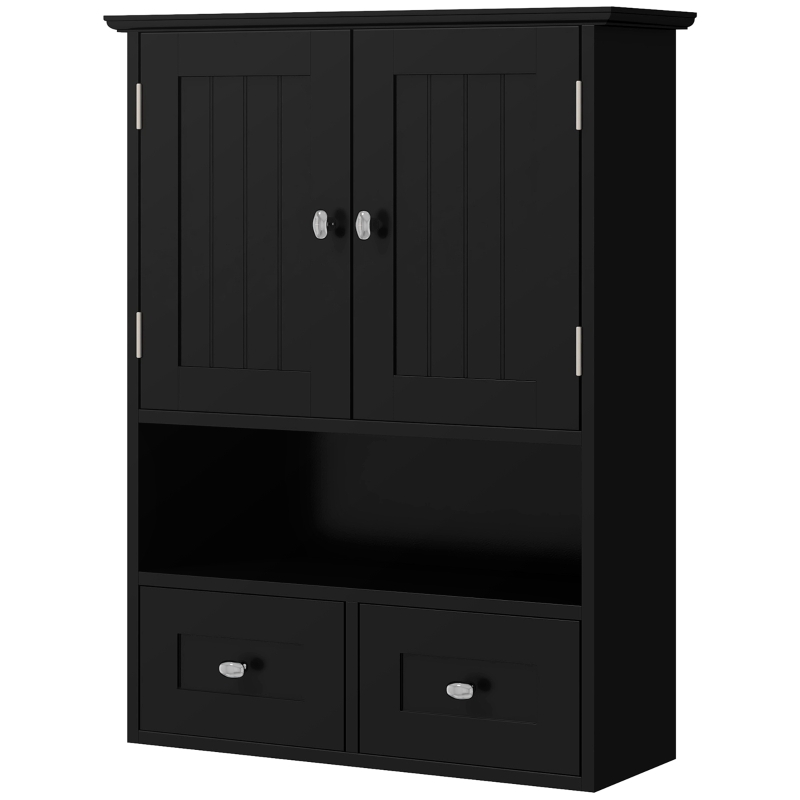 kleankin Medicine Cabinet, Bathroom Wall Cabinet with Shelf and Drawers for Hallway, Living Room, Black