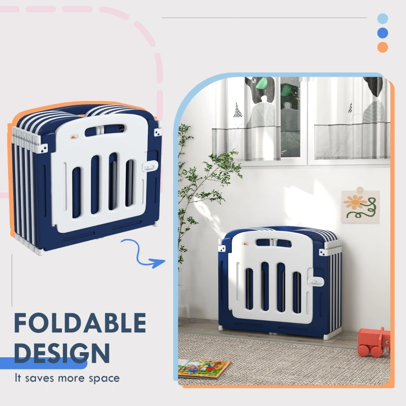 Qaba Baby Playpen, 18 Panels Sturdy Safety Play Yard for Babies and Toddlers, 85" x 57" Foldable Baby Playard, Indoor Outdoor Kids Activity Center with Anti-Slip Base