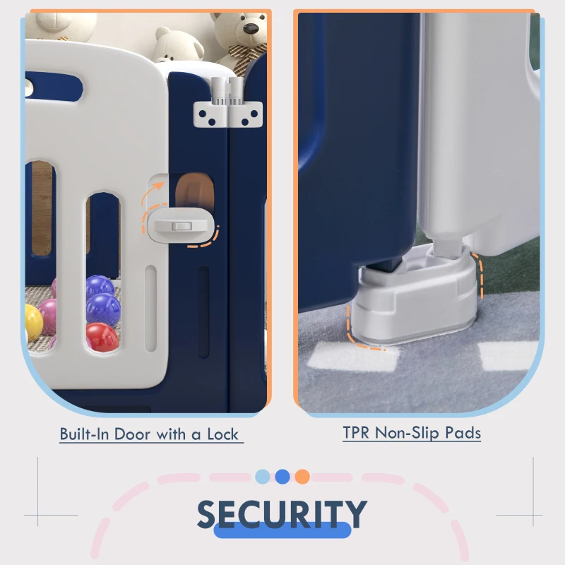 Qaba Baby Playpen, 18 Panels Sturdy Safety Play Yard for Babies and Toddlers, 85" x 57" Foldable Baby Playard, Indoor Outdoor Kids Activity Center with Anti-Slip Base