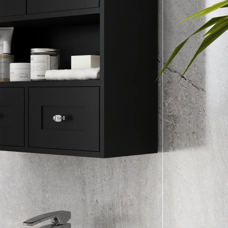 kleankin Medicine Cabinet, Bathroom Wall Cabinet with Shelf and Drawers for Hallway, Living Room, Black