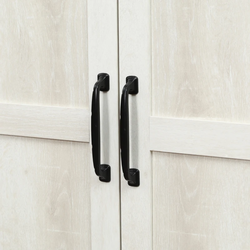 HOMCOM 63" 2-Door Kitchen Pantry, Freestanding Storage Cabinet with 5-tier Shelving and 2 Adjustable Shelves for Dining Room, Antique White