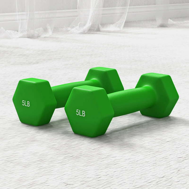 Soozier 2 x 2 lbs., 2 x 3 lbs., 2 x 5 lbs. Dumbbells Set with Dumbbell Rack, Hand Weights for Home Gym Training