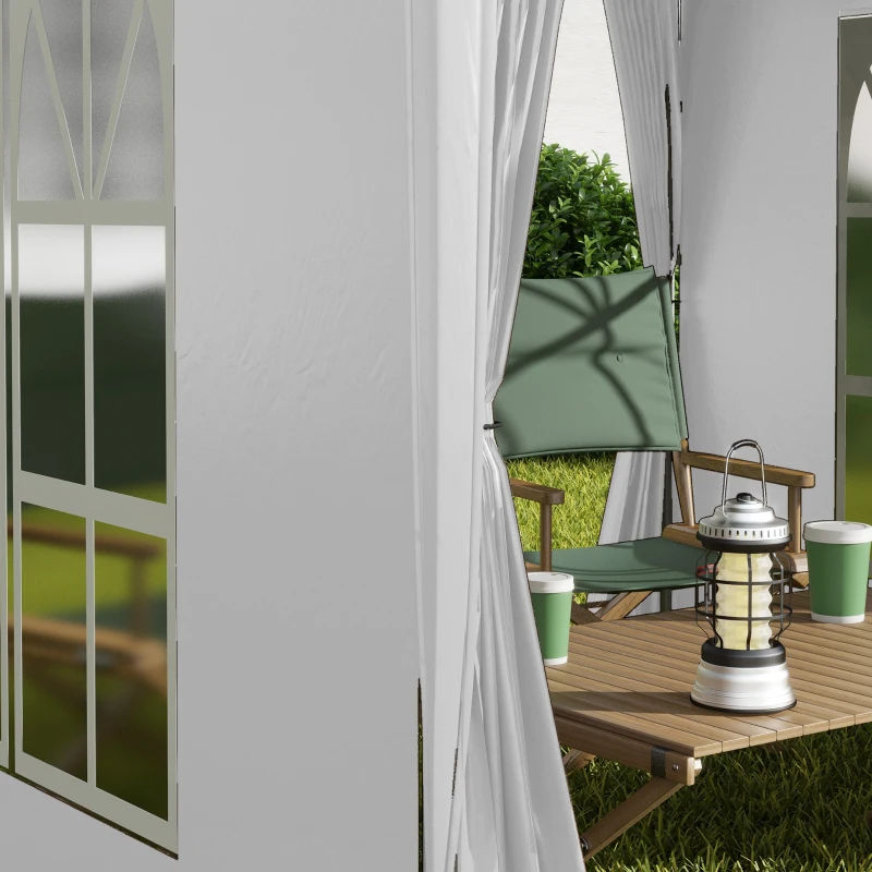 Outsunny 6.6'x6.6' Pop Up Canopy Tent with Sidewalls, Instant Sun Shelter Camping Gazebo with Carry Bag, White