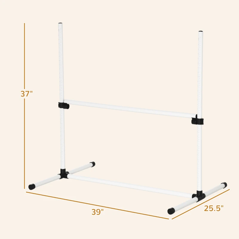 PawHut 8 Piece Dog Agility Set with Adjustable Height Jump Bars, Carry Bag, Displacing Top Bar, White