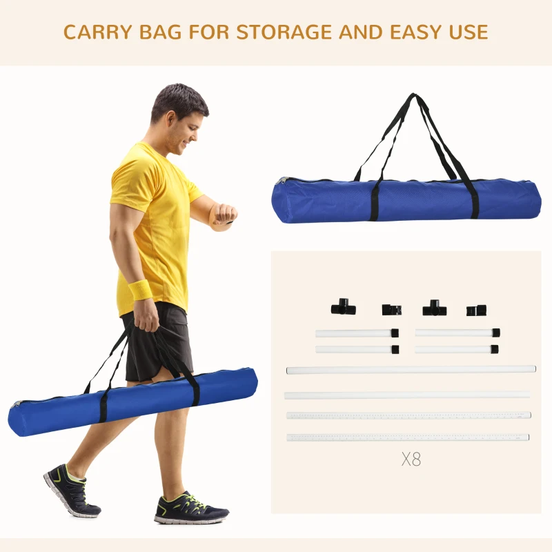 PawHut 8 Piece Dog Agility Set with Adjustable Height Jump Bars, Carry Bag, Displacing Top Bar, White