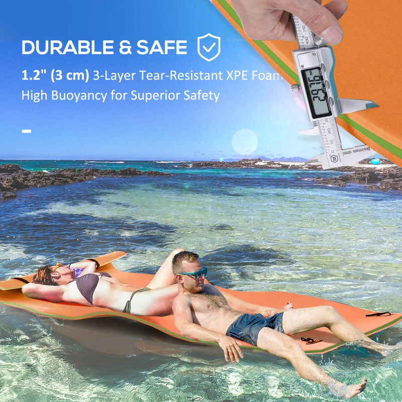 Soozier 10' x 5' Roll-Up Pool Float Pad Water Floating Mat for Lake, Ocean, Pool Playing, Relaxing & Recreation, Orange