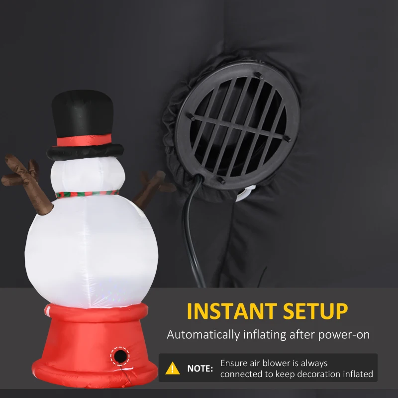 Outsunny 8ft Christmas Inflatables Outdoor Decorations Snowman with Rotating Colorful Light, Blow-Up  LED Yard Display Christmas Decor for Lawn Garden