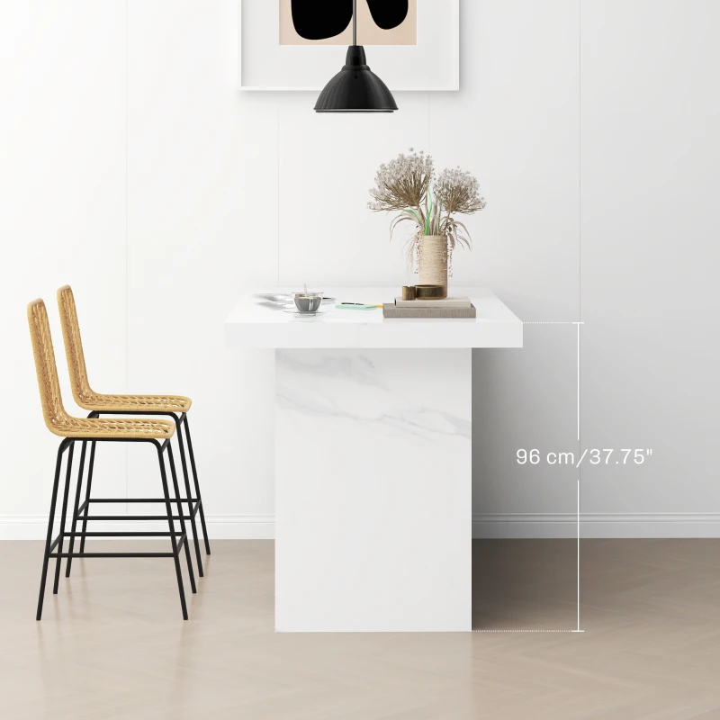 HOMCOM Set of 4 Rattan Barstools Wicker Counter Stools with Steel Legs and Footrest for Dining Room Kitchen Pub Yellow