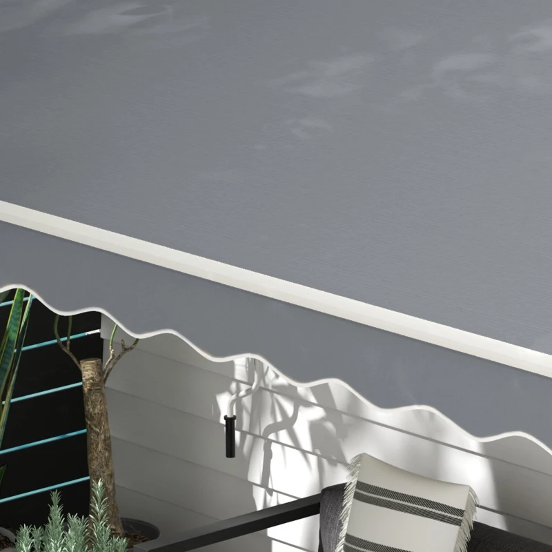 Outsunny 13' x 8' Manual Retractable Patio Awning Sun Shade Outdoor Deck Window Door Canopy Shelter Aluminum Frame Grey