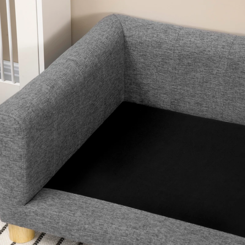 PawHut Medium to Large Dog Couch Bed, Pet Sofa with Removable Seat Cushion and Elevated Base, Dark Gray