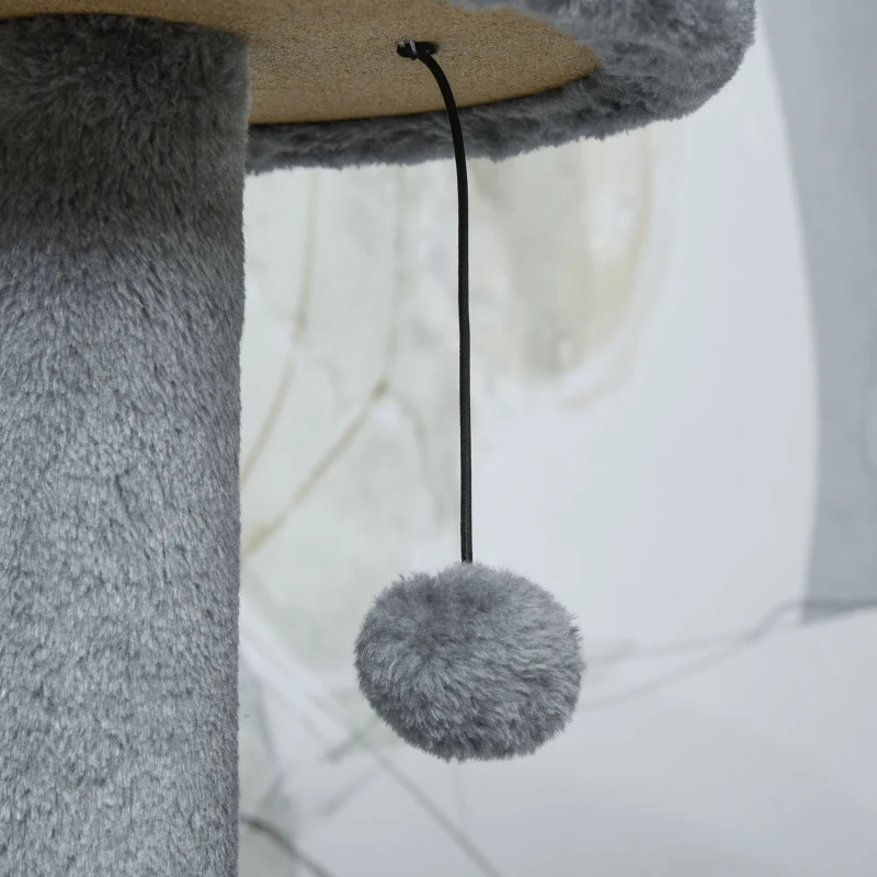 PawHut 41" Cat Tree Tower Activity Center with Condo, Scratching Posts and Hanging Toys, Dark Grey