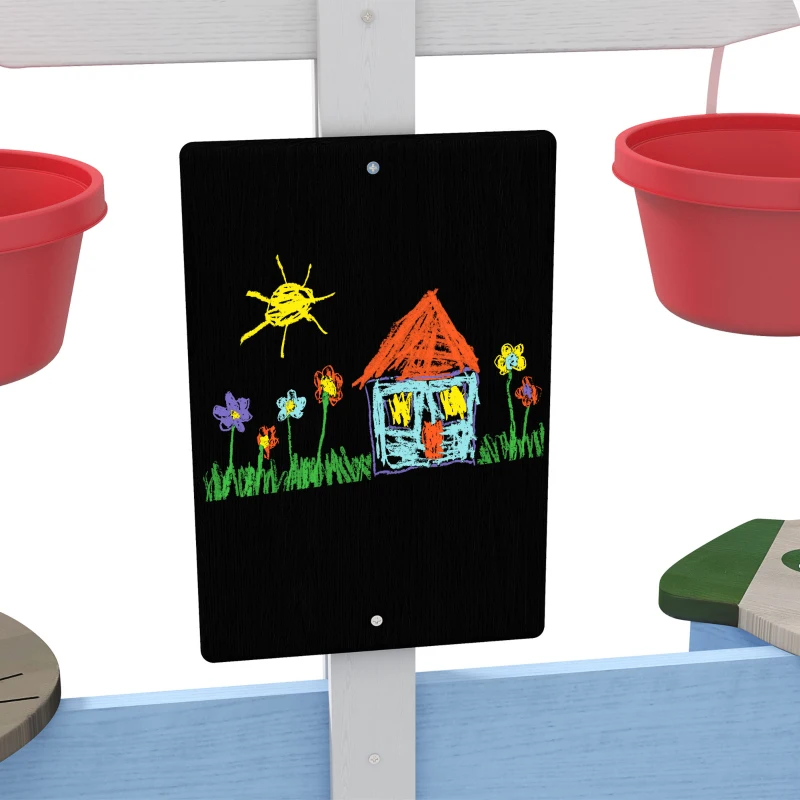 Outsunny Wooden Sandbox for 3-7 Years, 85" x 85" x 25", Blue