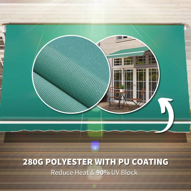 Outsunny 10' x 8' Manual Retractable Awning, Sun Shade Shelter Canopy, with Aluminum Frame and UV Protection for Patio Deck Yard Window Door, Green