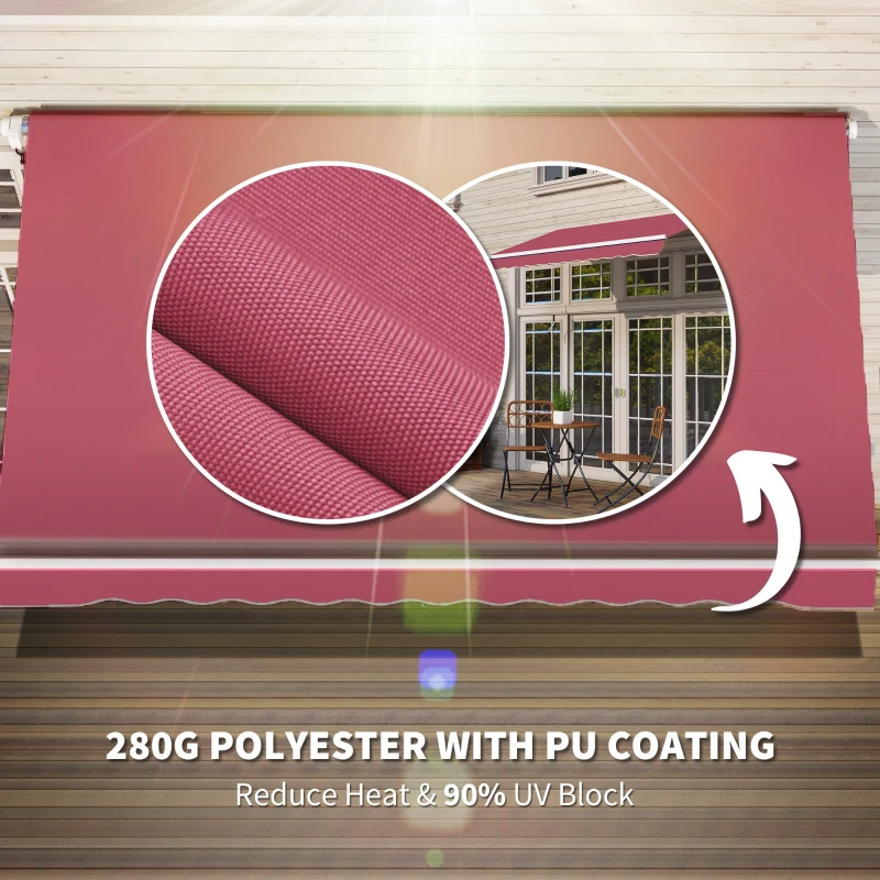 Outsunny 10' x 8' Manual Retractable Awning, Sun Shade Shelter Canopy, with Aluminum Frame and UV Protection for Patio Deck Yard Window Door, Wine Red