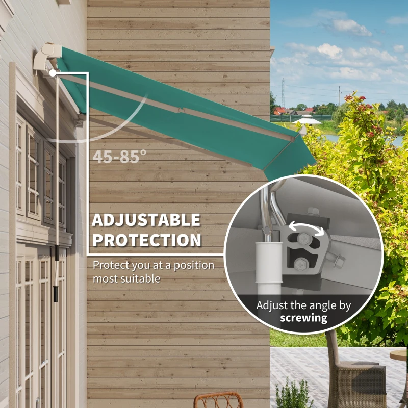 Outsunny 10' x 8' Manual Retractable Awning, Sun Shade Shelter Canopy, with Aluminum Frame and UV Protection for Patio Deck Yard Window Door, Green