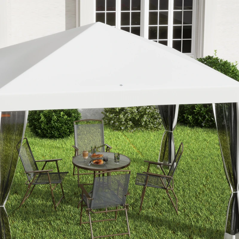 Outsunny 10' x 10' Pop Up Canopy Tent Gazebo with Removable Mesh Sidewall Netting, Carry Bag for Backyard Patio Outdoor, Cream