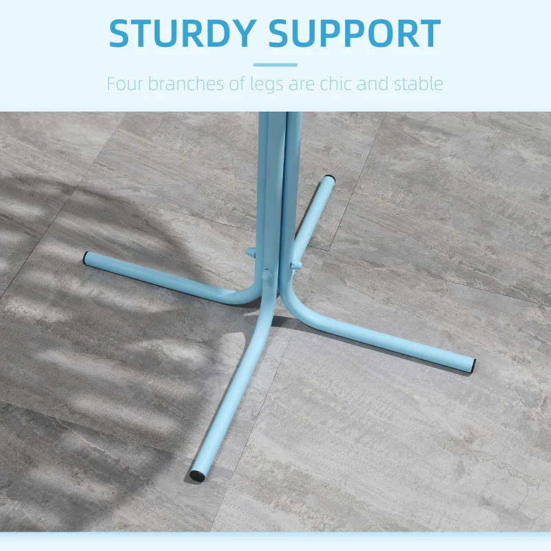 Outsunny 3 Pieces Patio Bistro Set, Metal Frame Garden Coffee Table Set with 2 Chairs & Round Table for Outdoor Yard Porch Poolside Balcony, Sky Blue