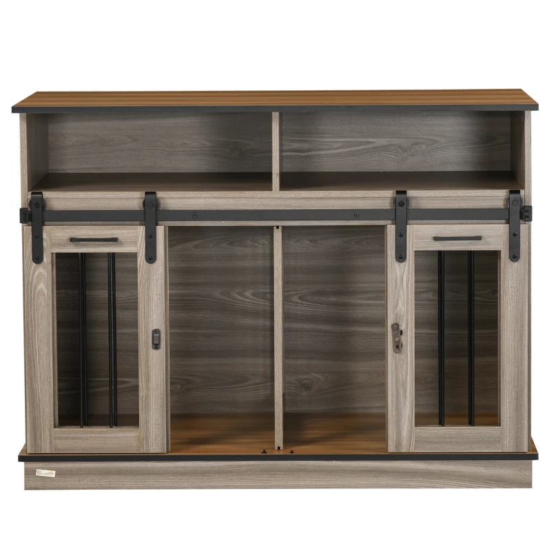 PawHut Modern Dog Crate End Table, Dual Room with Removable Panel, Stylish Pet Furniture