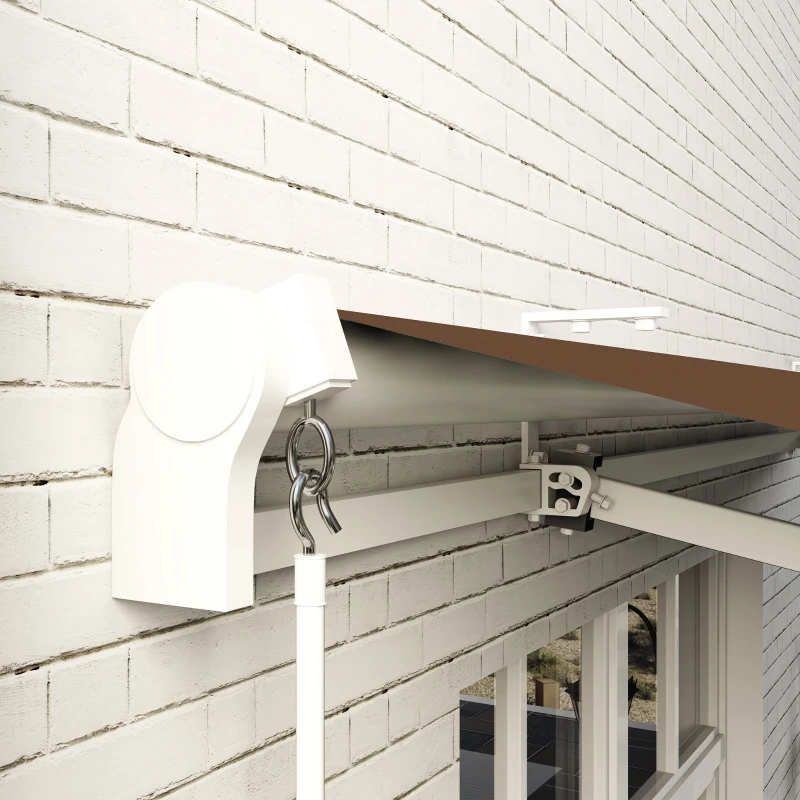 Outsunny 13' x 8' Manual Retractable Patio Awning Sun Shade Outdoor Deck Window Door Canopy Shelter Aluminum Frame Coffee