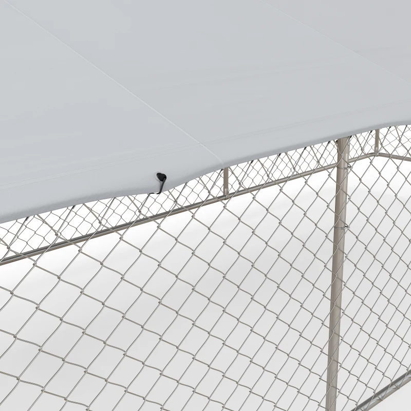 PawHut 19.7' x 7.5' x 7.5' Outdoor Dog Kennel for Large-Sized Dogs with Waterproof UV Resistant Roof, Silver