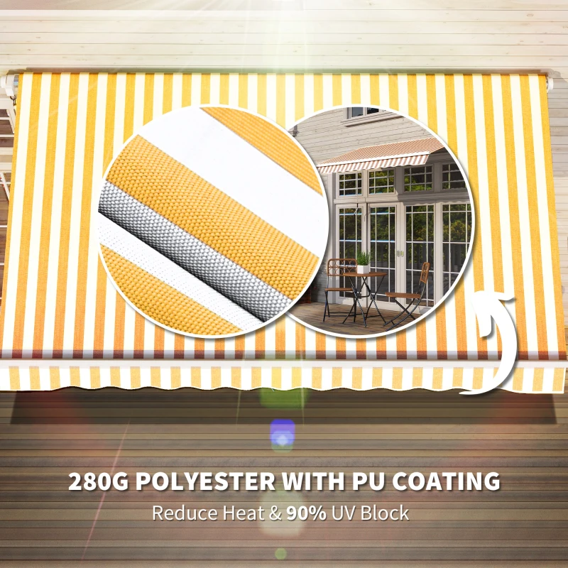 Outsunny 10' x 8' Manual Retractable Awning, Sun Shade Shelter Canopy, with Aluminum Frame and UV Protection for Patio Deck Yard Window Door, Orange