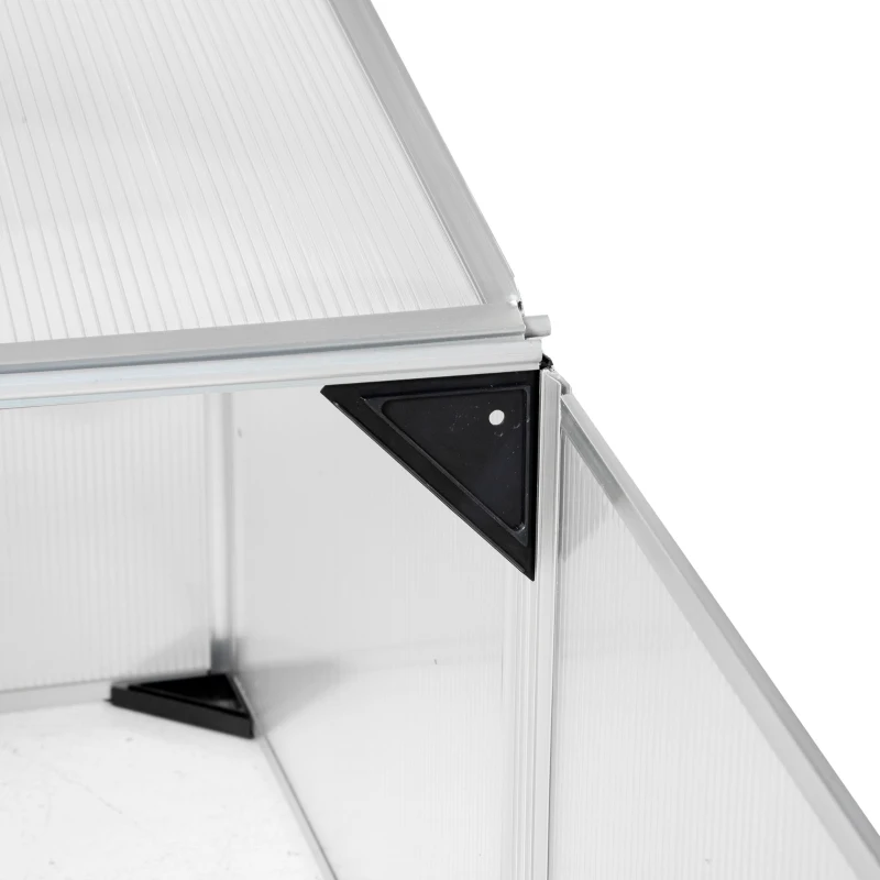 Outsunny Aluminium Cold Frame Greenhouse Kit Raised Plants Bed Protection with Independent Opening Tops for Flower, Vegetable, Plants, 47" x 39" x 16", Silver